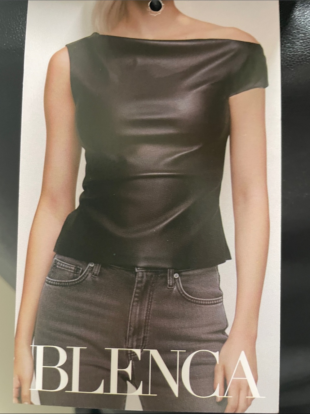 Black Off-Shoulder Faux Leather Camisole